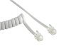 Preview: DINIC telephone handset coiled cable, RJ10 4P4C modular plug to plug, white, length 2.00m, box